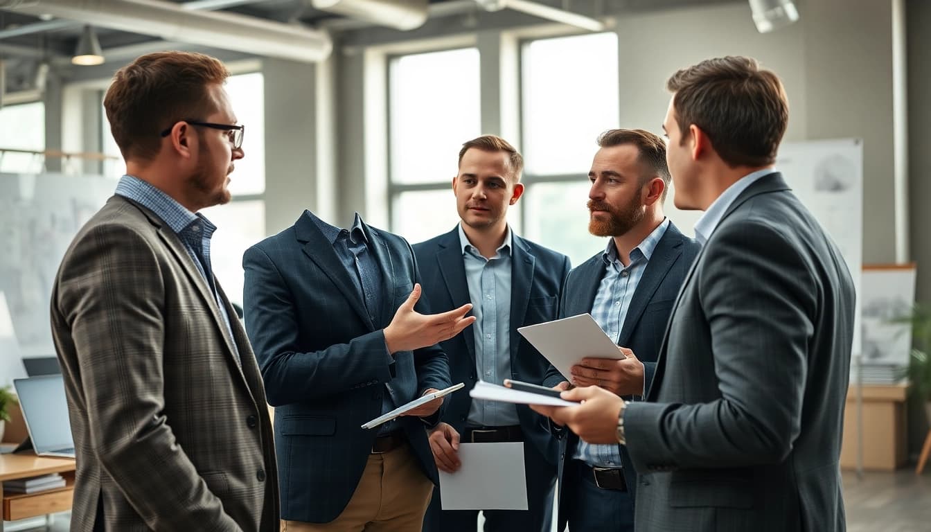 Headhunter Ingenieure im Gespräch über Karrieremöglichkeiten in einem modernen Büro.