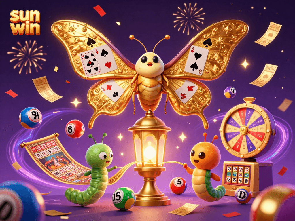 Experience thrilling wins at sun win with vibrant lottery balls and dynamic casino scenes.
