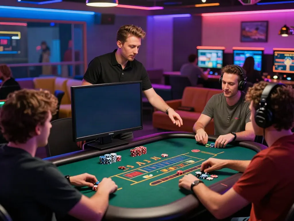 Engaged players at RIKVIP's live casino gaming, showcasing excitement and strategy.