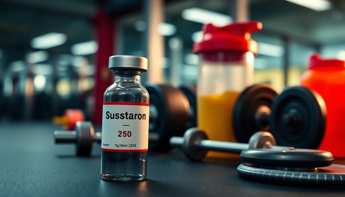 Sustanon 250 kaufen, hochwertige Dosis in einem Fitnessstudio mit Gewichten und Trainingsgeräten
