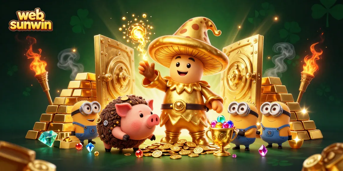 Experience winning strategies with web sunwin in a vibrant treasure-filled casino scene.