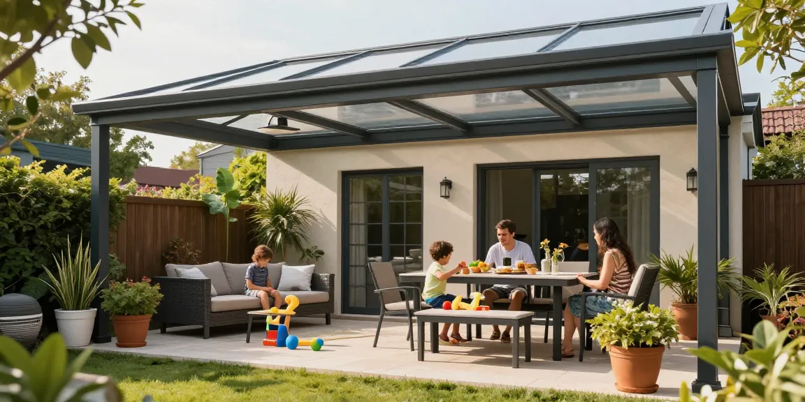 Moderne Terrassenüberdachungen für genussvolle Nachmittage im Garten.