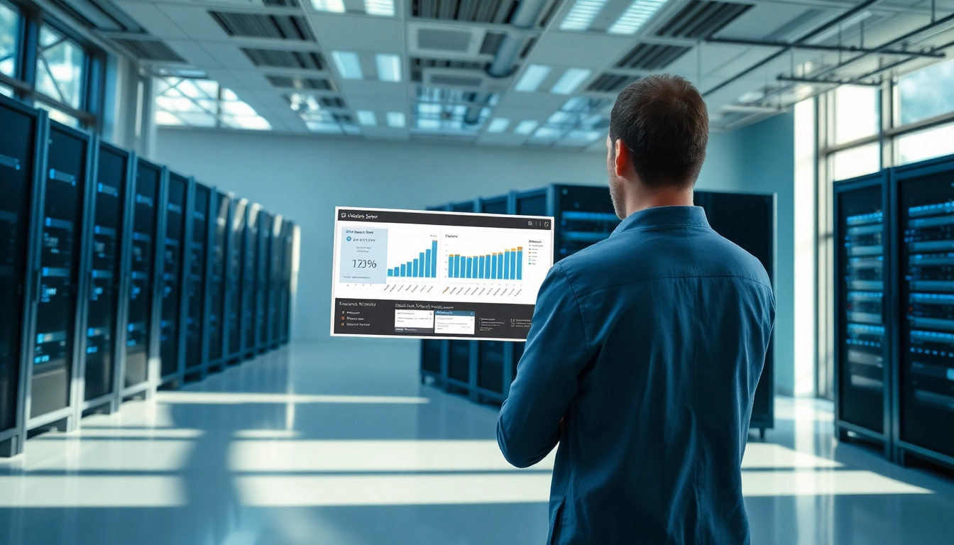 Windows Server 2025 Standard Key kaufen in a professional IT environment highlighting advanced servers and a technician at work.