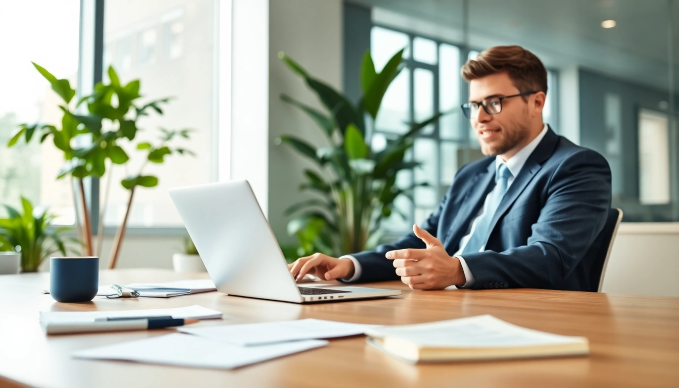 Headhunter Schweiz führt ein Gespräch in modernem Büro mit Kandidat.