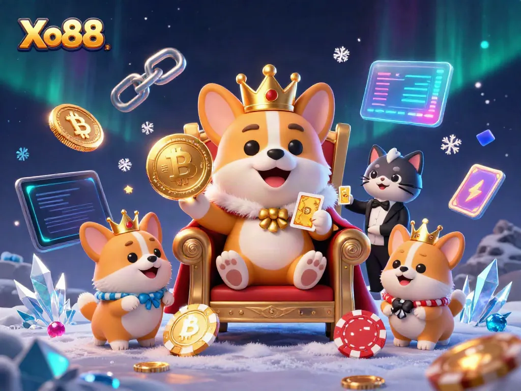 Experience the exciting world of Xo88 with animated casino characters amongst digital assets.