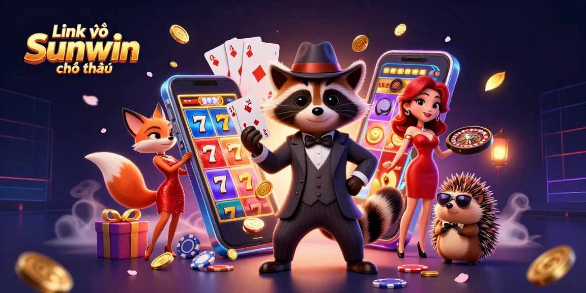 Engage with Link vào Sunwin chính thức through vibrant 3D casino characters in a dynamic gaming scene.