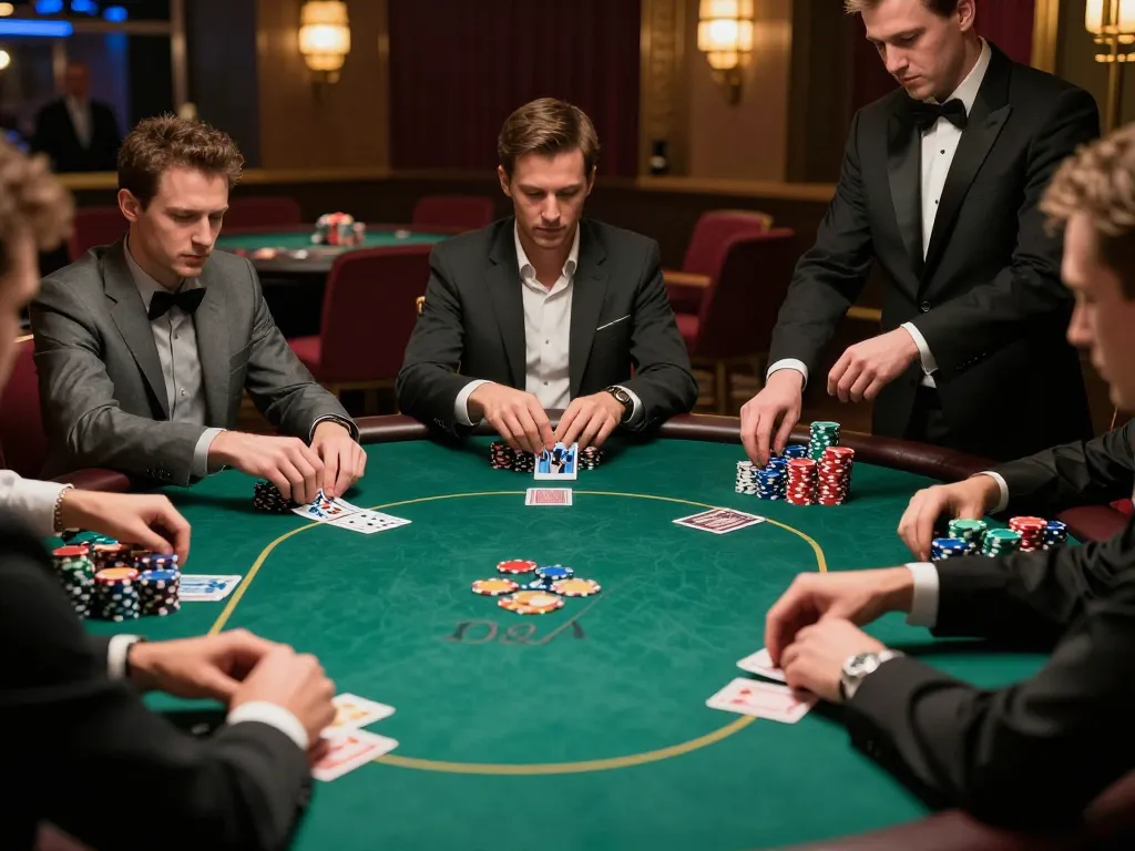 Players engaging in a high-stakes poker game during an intense session while utilizing a Plagiat Scan for accurate analysis.
