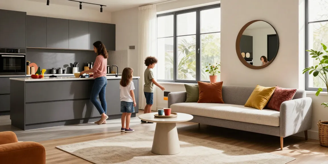 Einladendes modernes Wohnzimmer, das stilvolle Möbeloptionen zeigt, darunter möbel mit lieferung kaufen, hervorgehoben in einer gemütlichen Wohnatmosphäre.
