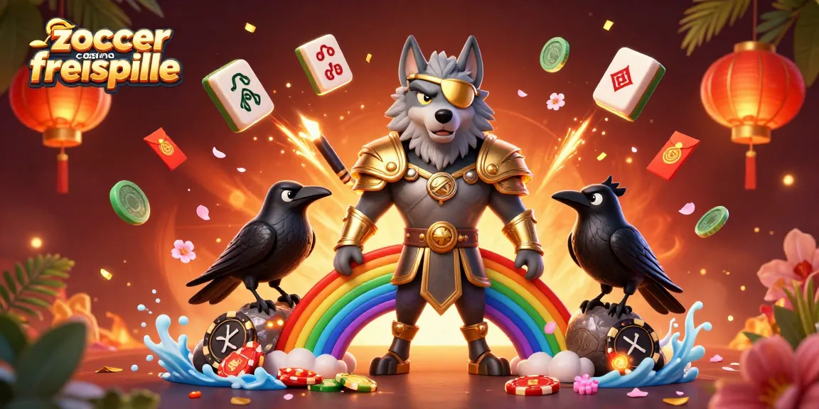 Spielen Sie Zoccer Casino Freispiele mit Odin und seinen Raben auf einer Casino-Chips-Brücke.